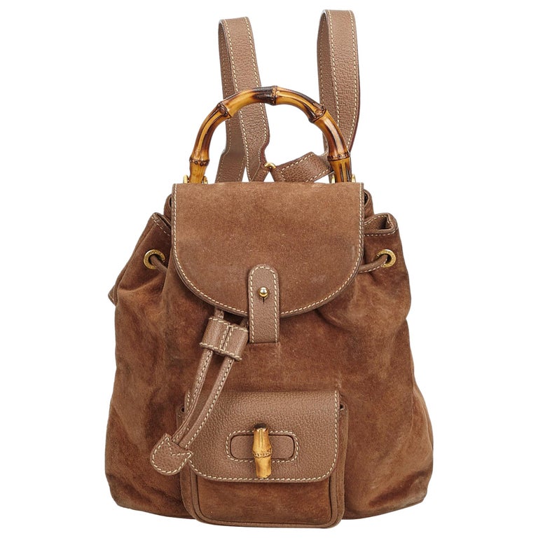 brown drawstring backpack
