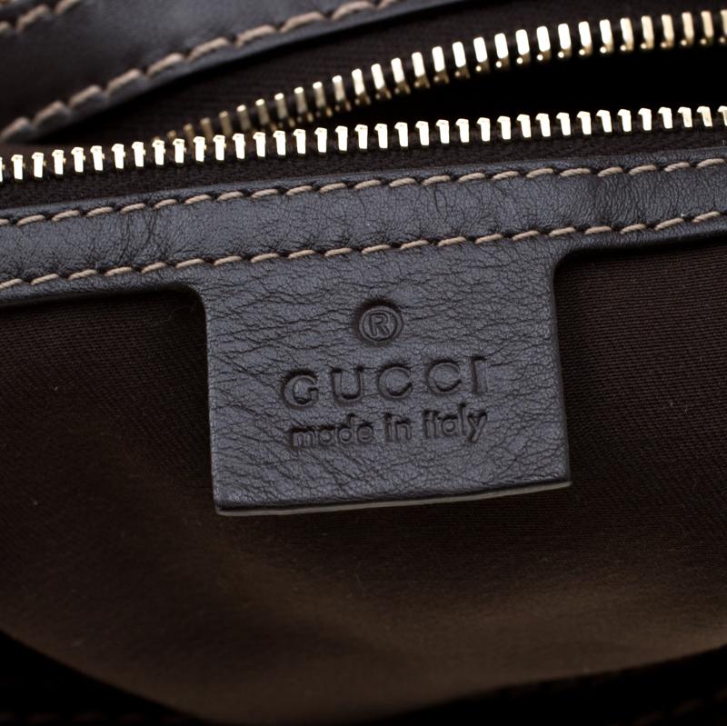 Gucci Brown/Ebony GG Crystal Coated Canvas and Leather Mix Tote In Good Condition In Dubai, Al Qouz 2