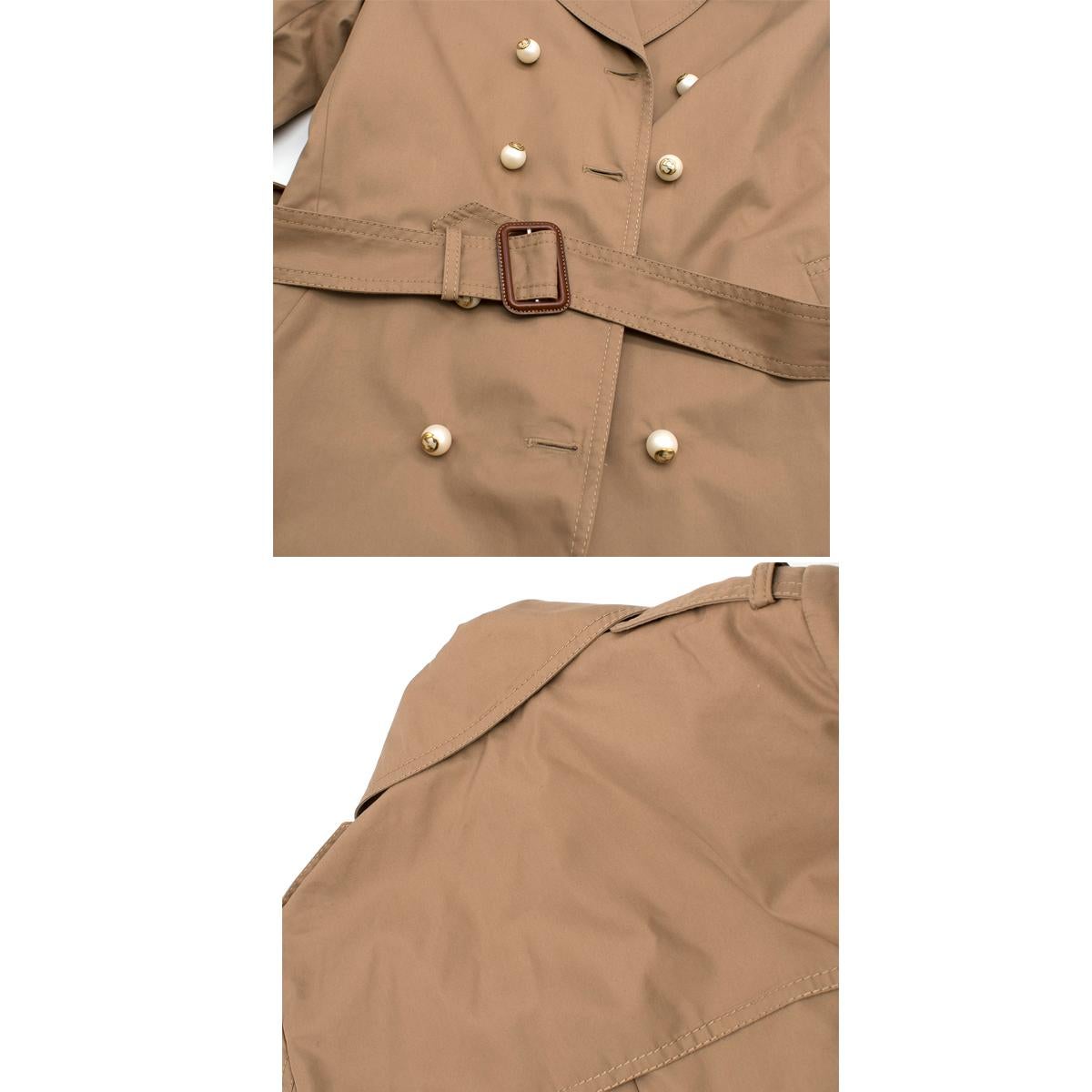 Gucci Brown Faux-Pearl Buttoned Trench Coat IT 40 5