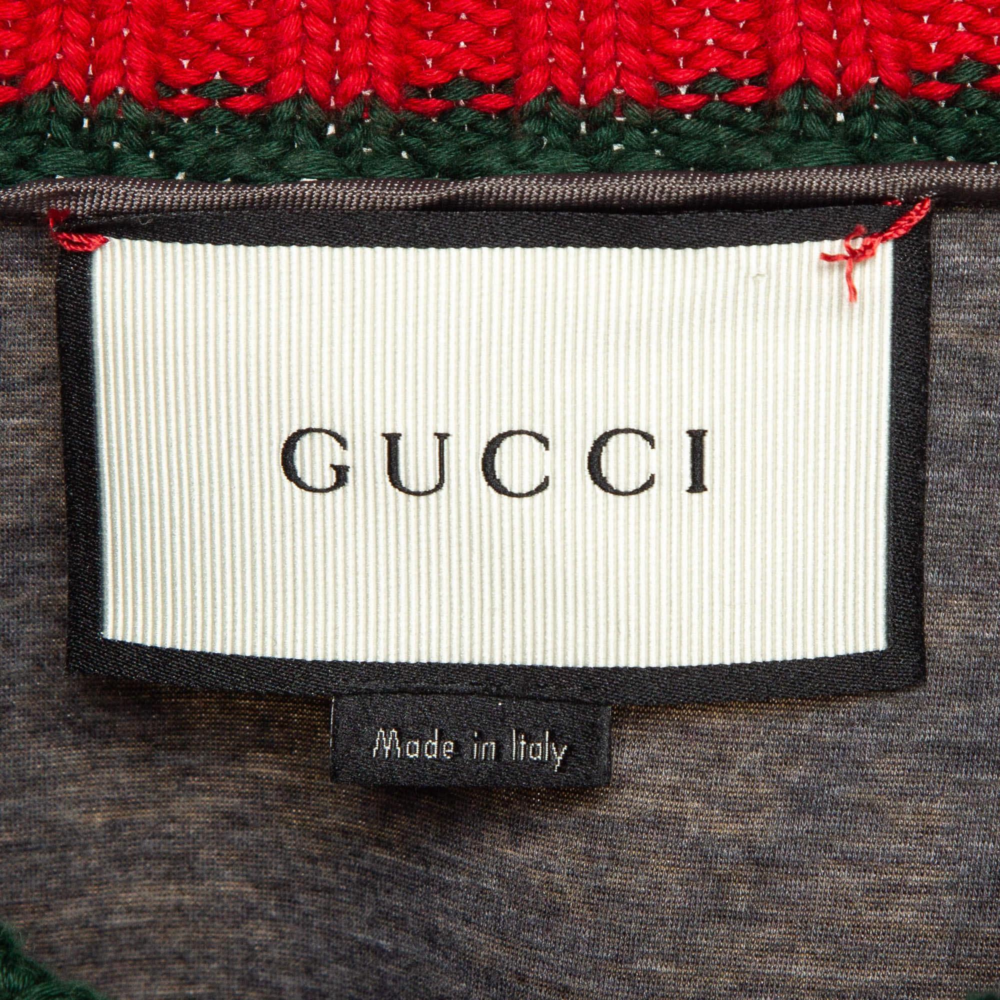 Gucci Brown Floral Print Neoprene Sweatshirt XXXL In Good Condition In Dubai, Al Qouz 2