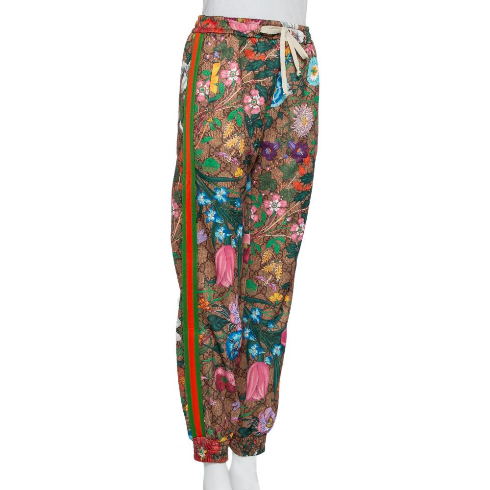Gucci Brown Floral Printed Knit Joggers S