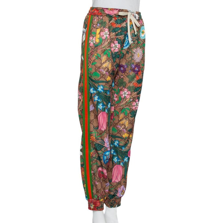 Gucci Brown Floral Printed Knit Joggers S at 1stDibs