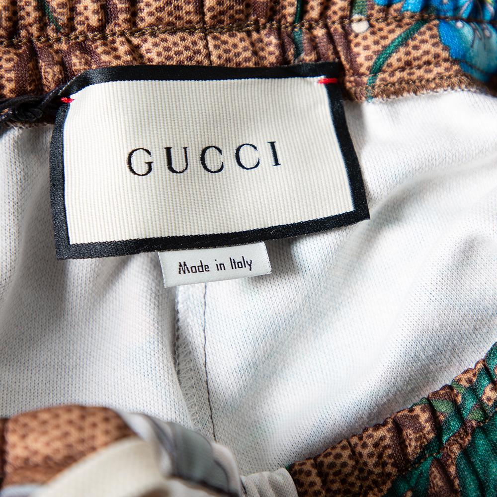 Gucci Braun Floral gedruckt Knit Jogger S im Zustand „Neu“ in Dubai, Al Qouz 2