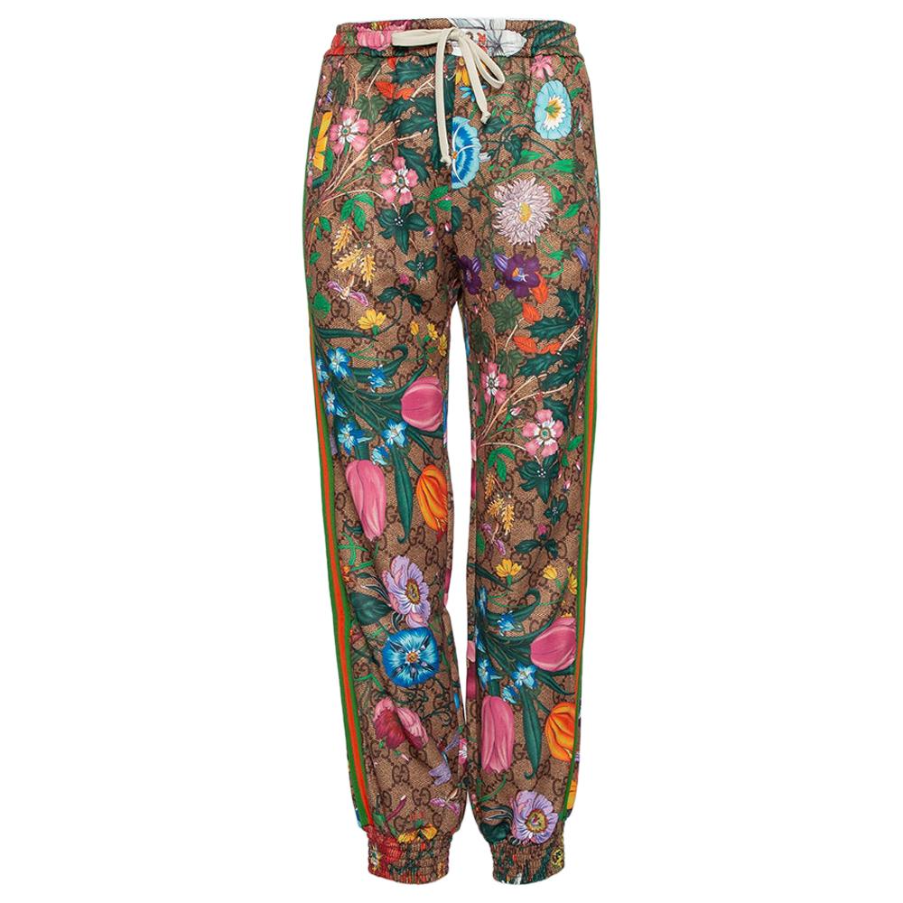 Gucci Brown Floral Printed Knit Joggers S at 1stDibs  gucci floral  joggers, gucci floral sweatpants, gucci floral pants