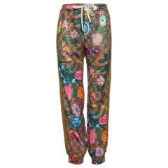 GUCCI 100% silk Blooms green pink floral print pajama pants IT36 XS For  Sale at 1stDibs