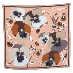 Gucci Brown Floral Printed Silk Square Scarf