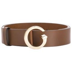 Gucci Brown G Buckle Leather Belt