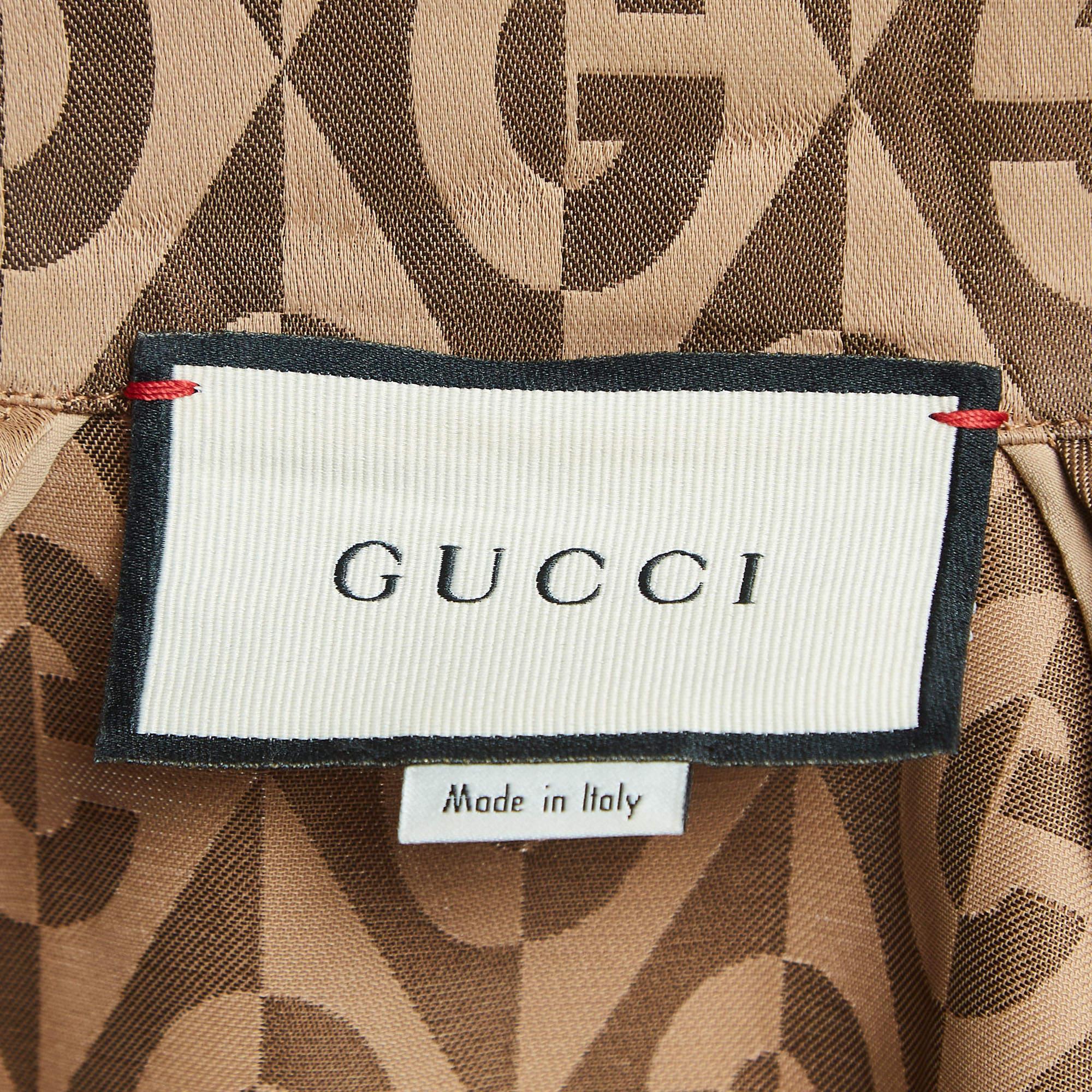 Gucci Giacca da ginnastica marrone G a rombi con strisce laterali XS In condizioni buone in vendita a Dubai, Al Qouz 2