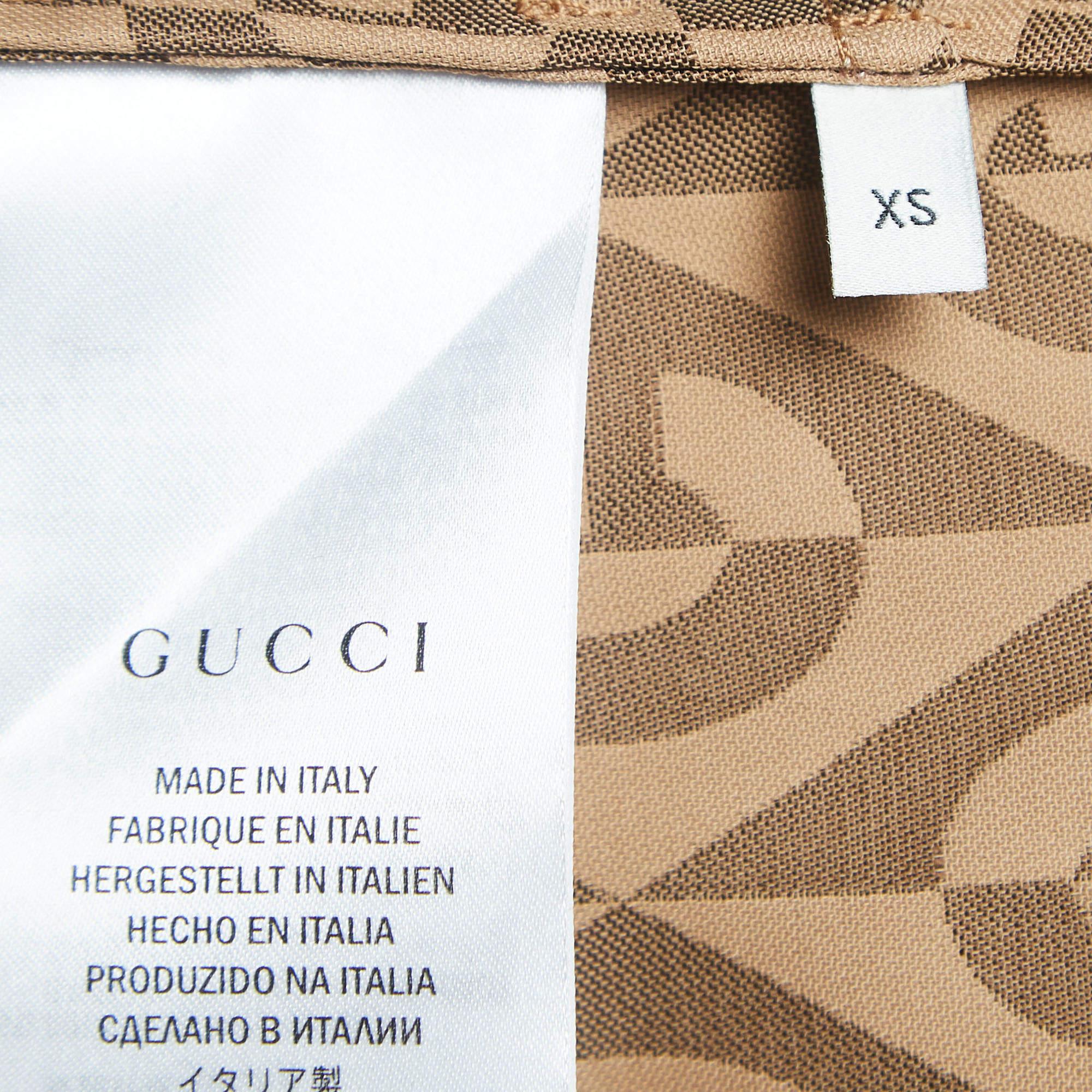 Donna Gucci Giacca da ginnastica marrone G a rombi con strisce laterali XS in vendita