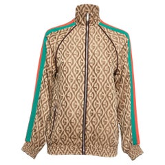 Chaqueta de chándal de rayas laterales en jacquard de rombos G marrón XS de Gucci