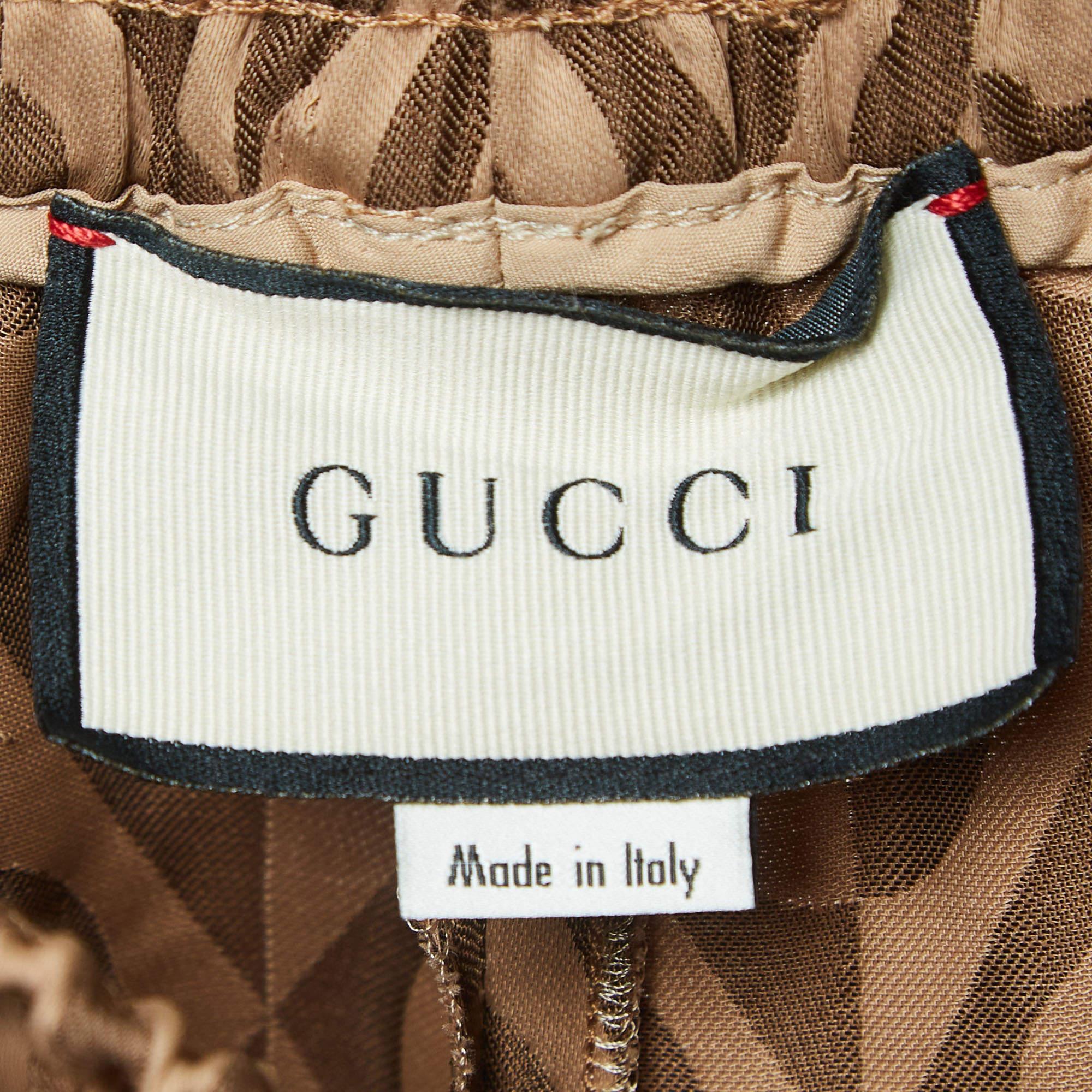 Women's Gucci Brown G Rhombus Jacquard Side Stripe Track Pants S For Sale