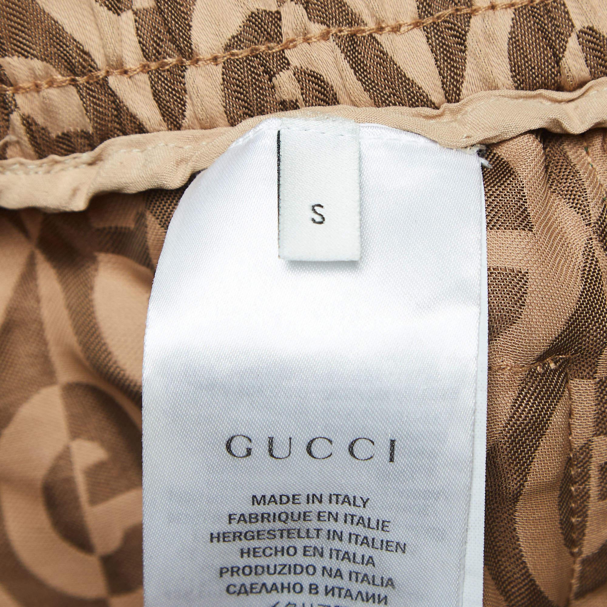 Gucci Brown G Rhombus Jacquard Side Stripe Track Pants S For Sale 5