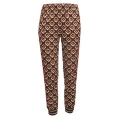 Gucci Brown Geometric G Print Jersey Side Stripe Joggers XS