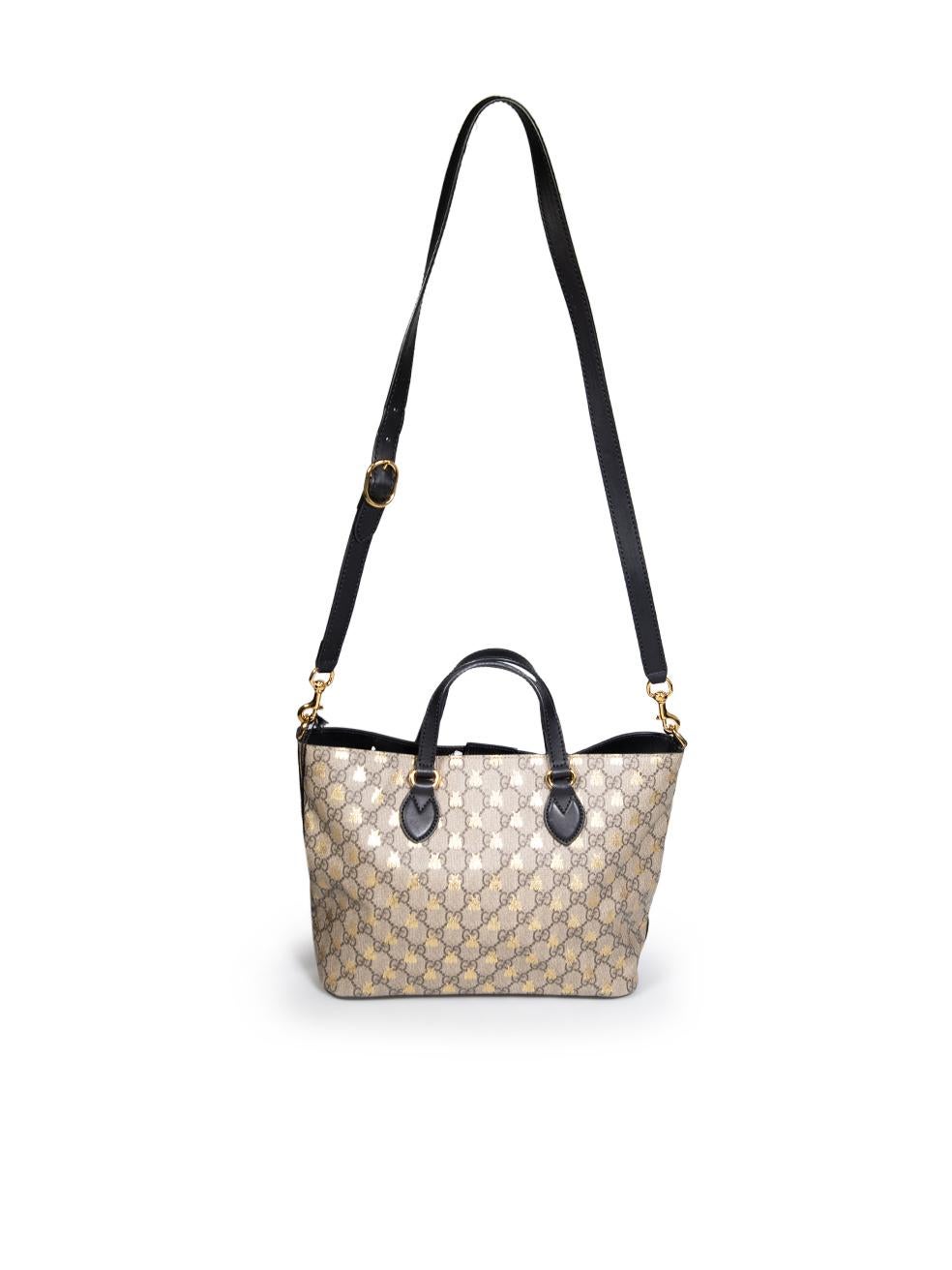 Gucci Brown GG Bee Print Medium Tote In Good Condition In London, GB