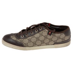 Gucci Brown GG Canvas and Leather Barcelona Low-Top Sneakers Size 40