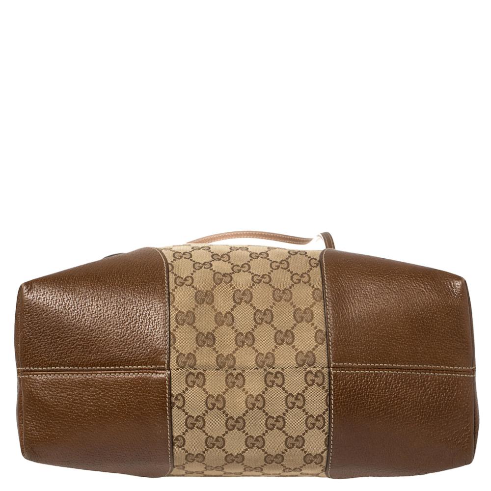 Gucci Brown GG Canvas and Leather Bree Dome Satchel 7