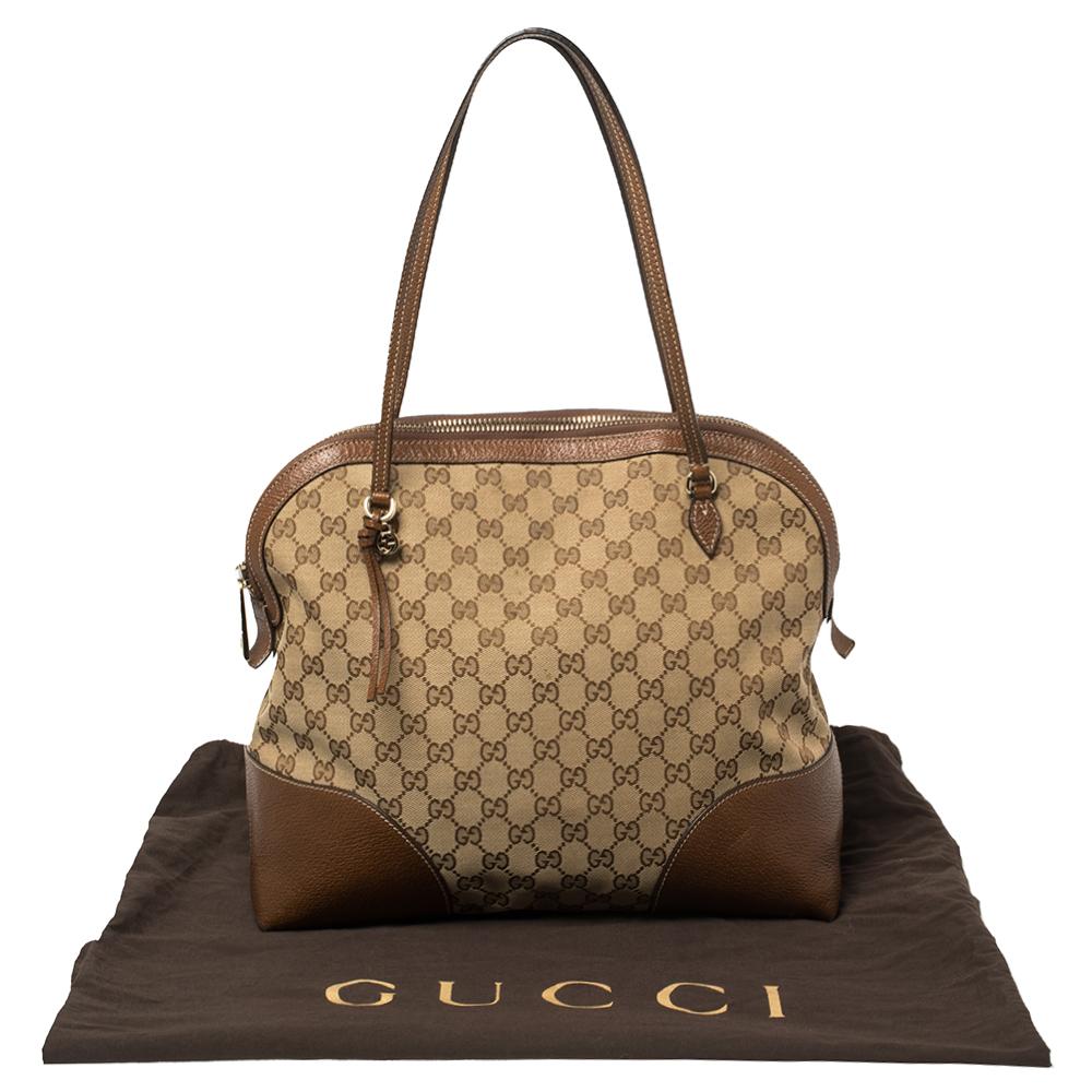 Gucci Brown GG Canvas and Leather Bree Dome Satchel 8