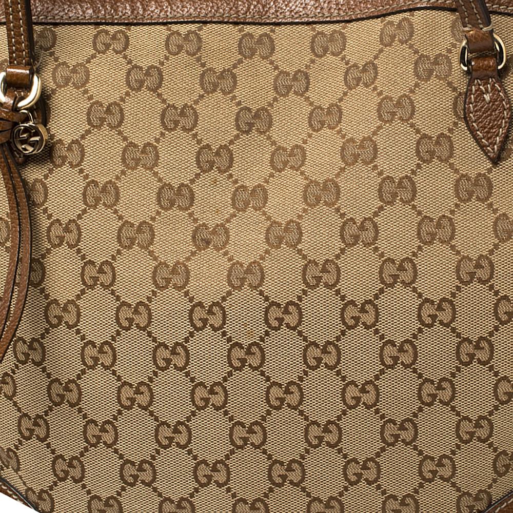 Gucci Brown GG Canvas and Leather Bree Dome Satchel In Good Condition In Dubai, Al Qouz 2