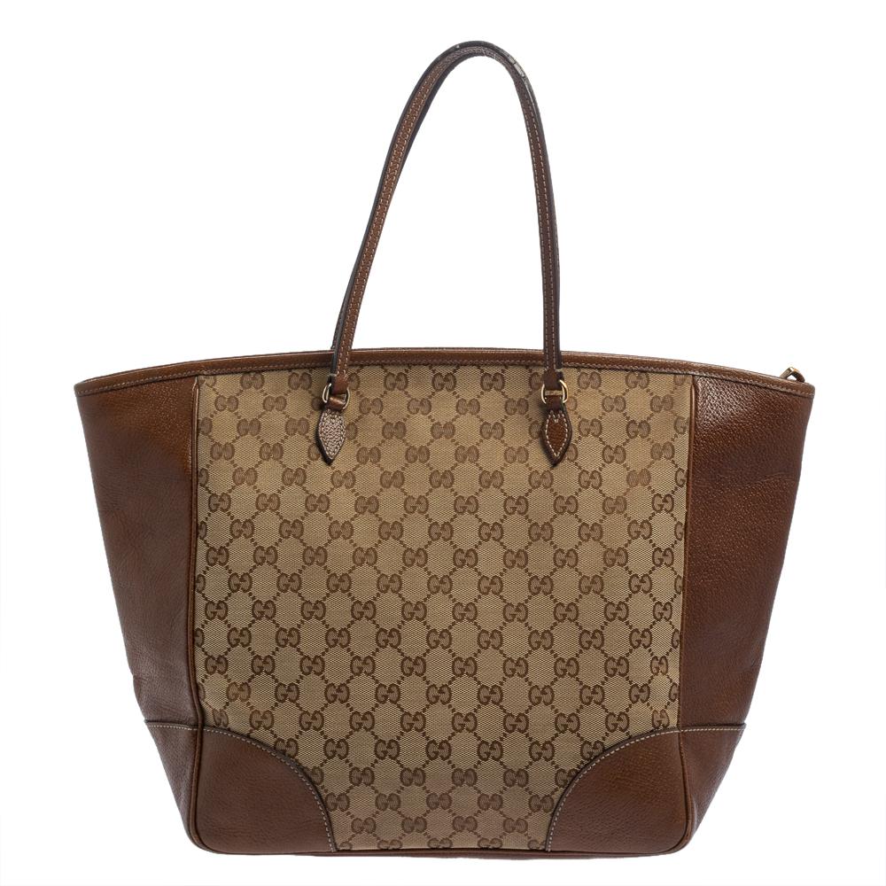 Women's Gucci Brown GG Canvas and Leather Bree Tote