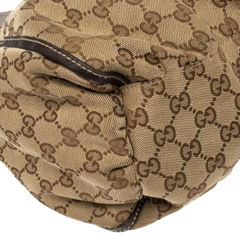 Gucci Brown GG Canvas and Leather D Ring Hobo 4