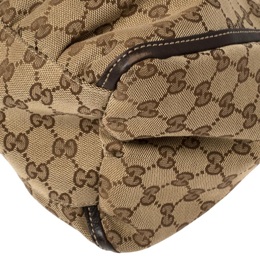 Gucci Brown GG Canvas and Leather D Ring Hobo 5