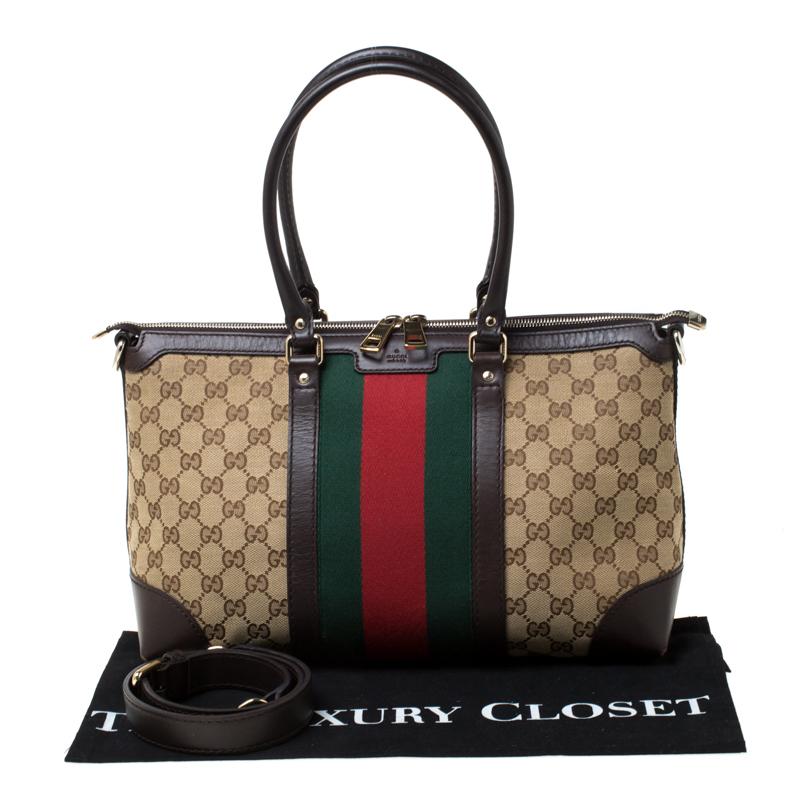Gucci Brown GG Canvas and Leather Large Web Treasure Tote 8