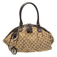 Gucci Brown GG Canvas and Leather Medium Sukey Boston Bag