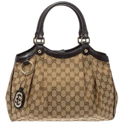 Gucci Brown GG Canvas and Leather Medium Sukey Tote