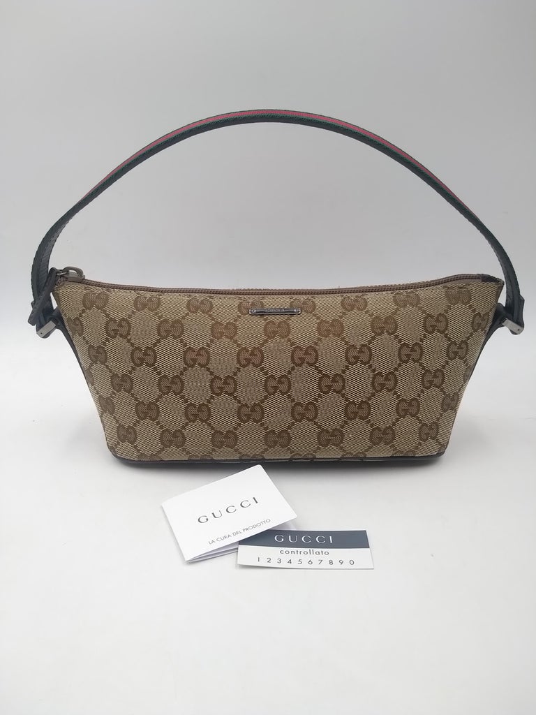 Gucci Beige GG Canvas and Leather Boat Pochette Bag at 1stDibs