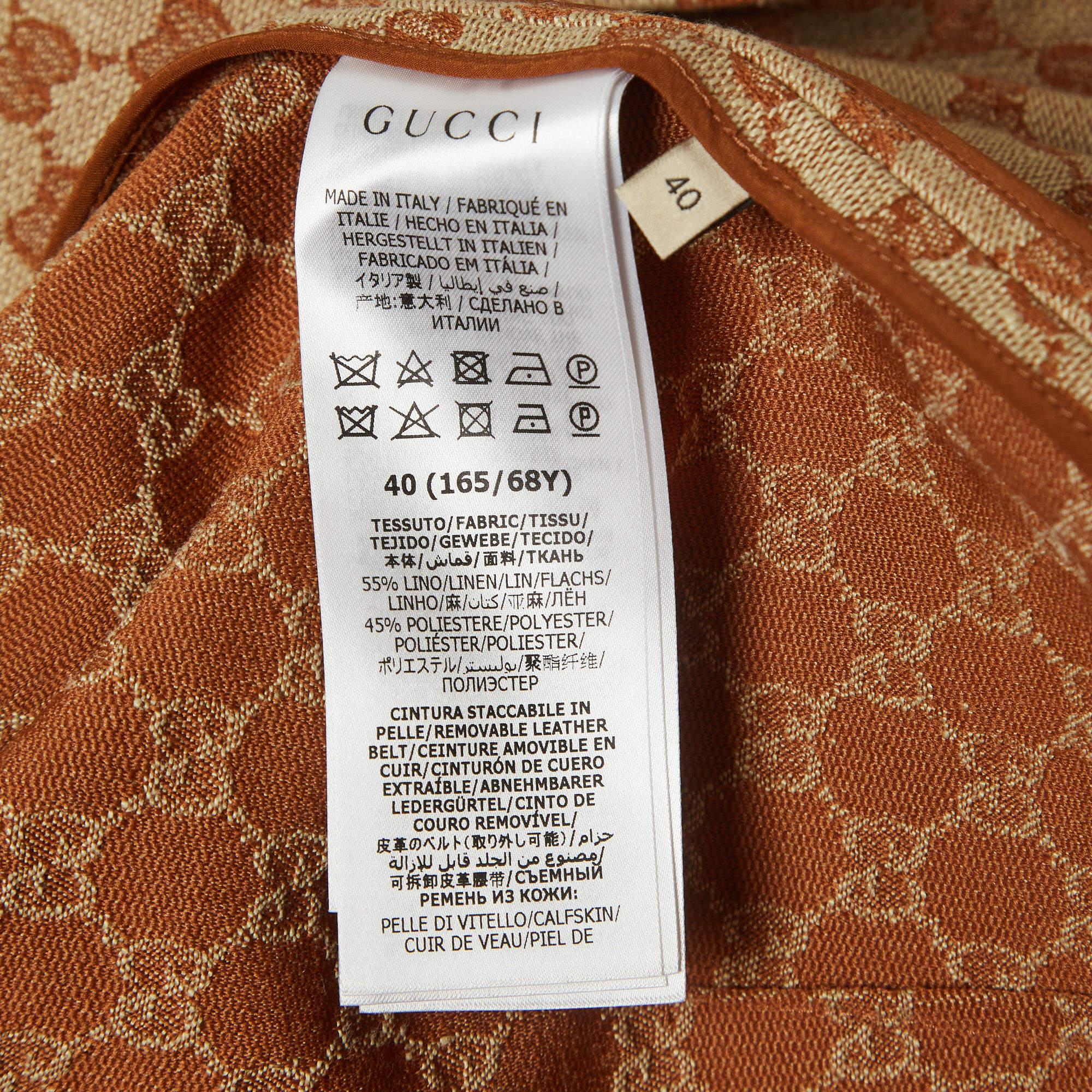 Gucci Brown GG Canvas Box Pleat Midi Skirt S In Good Condition In Dubai, Al Qouz 2