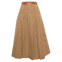 Gucci Brown GG Canvas Box Pleat Midi Skirt S