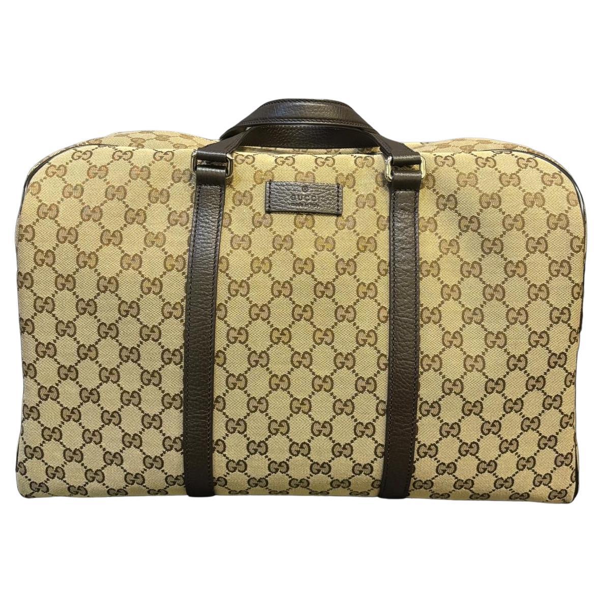 Gucci Brown GG Canvas Duffle Bag For Sale