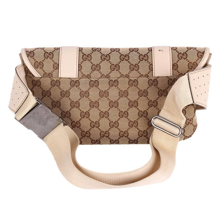 Gucci Brown Sherry Web Monogram GG Belt Bag Fanny Pack Waist Pouch 3g830s  at 1stDibs