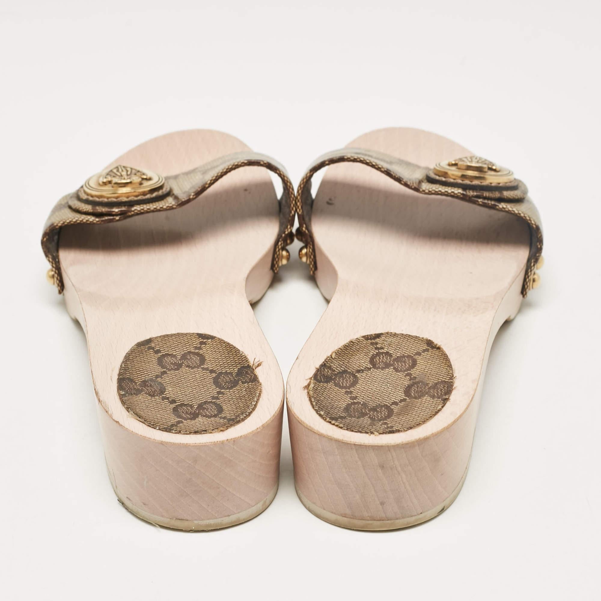 Women's Gucci Brown GG Canvas Hysteria Slide Sandals Size 36