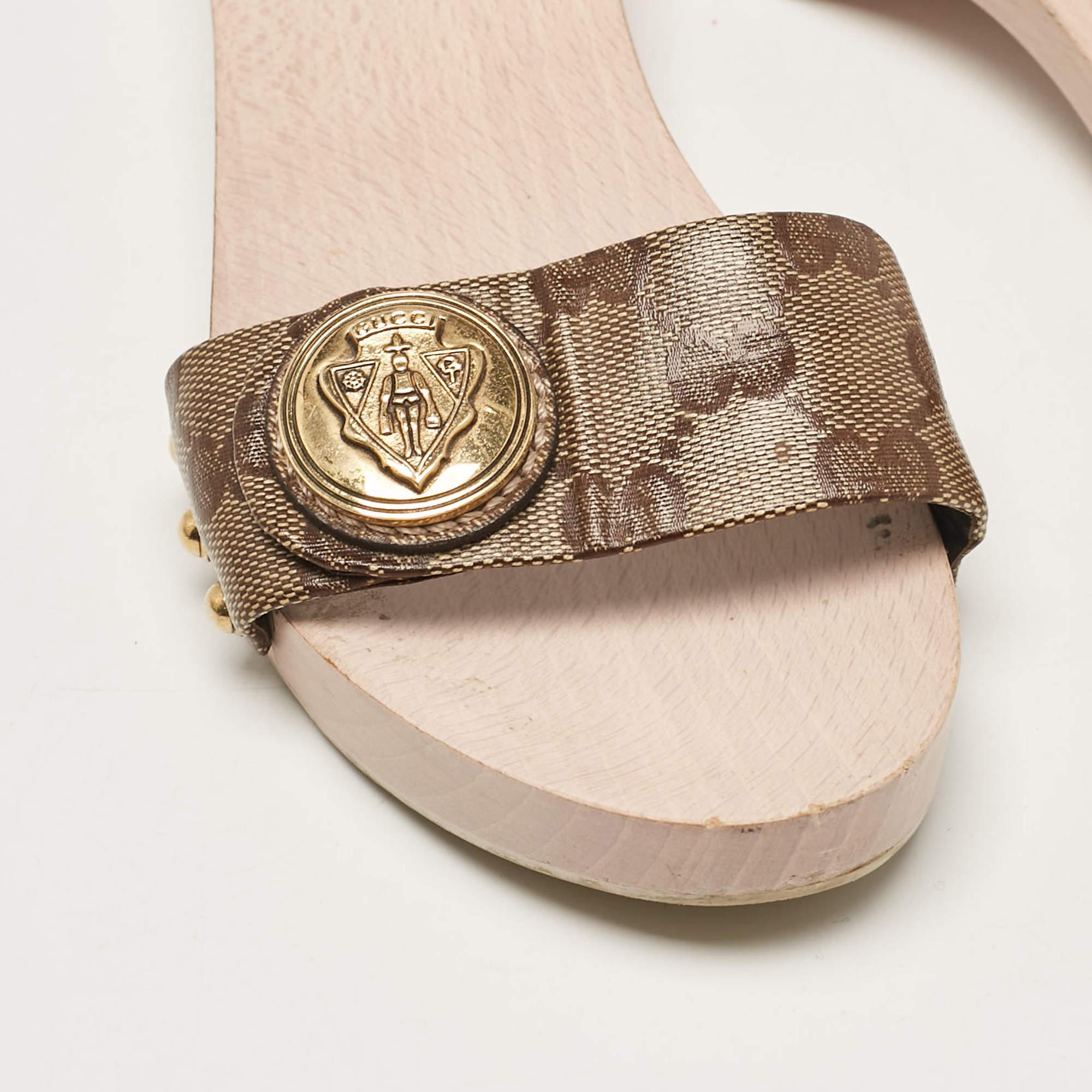 Gucci Brown GG Canvas Hysteria Slide Sandals Size 36 2