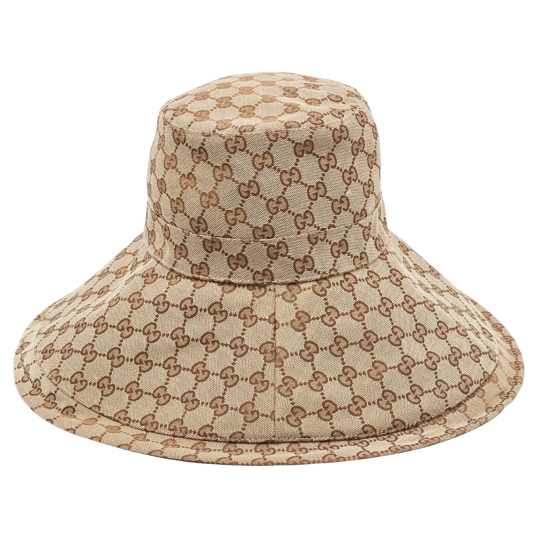 Gucci Brown GG Canvas Jacquard Wide Brim Bucket Hat S