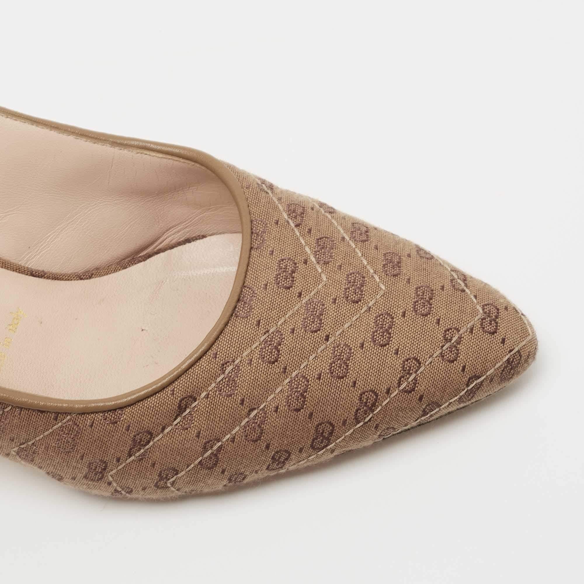 Gucci Brown GG Canvas Slingback Pumps Size 37.5 2