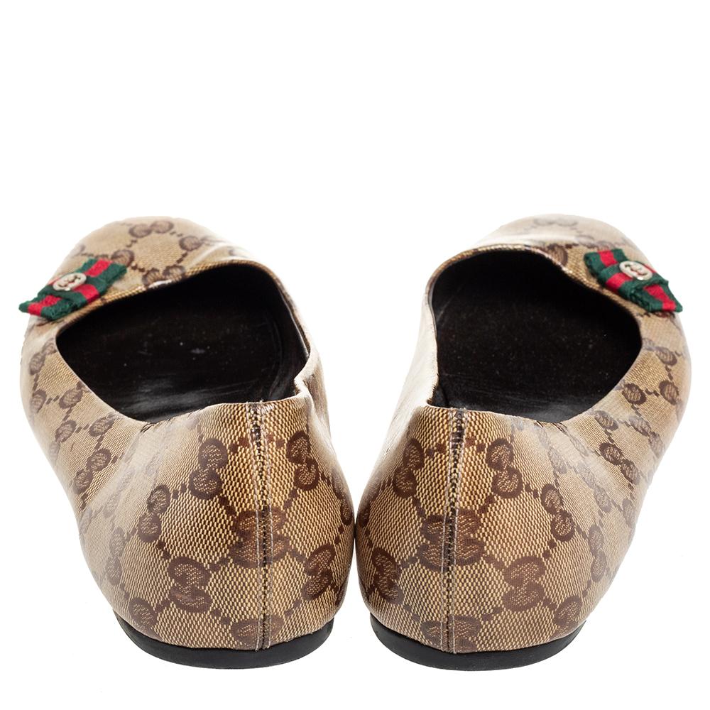 Gucci Ballerine in tela marrone GG Crystal Taglia 39 In condizioni buone a Dubai, Al Qouz 2