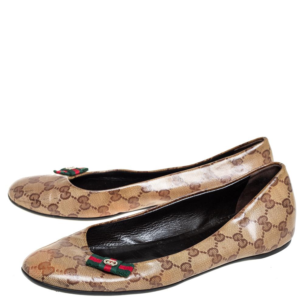 Donna Gucci Ballerine in tela marrone GG Crystal Taglia 39