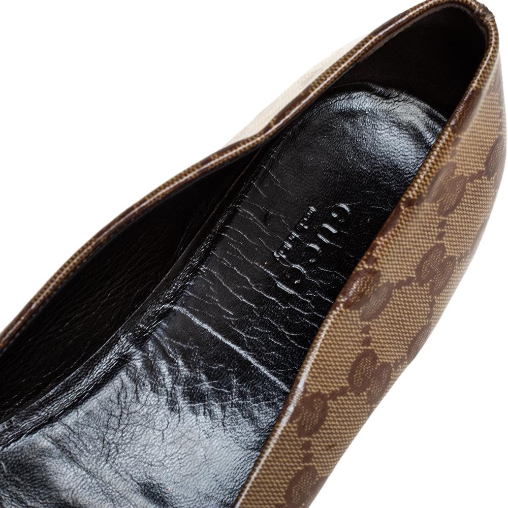 Gucci Ballerine in tela marrone GG Crystal Taglia 39 1