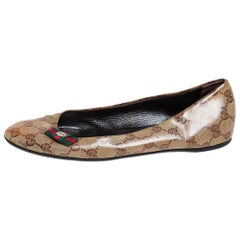 Gucci Ballerine in tela marrone GG Crystal Taglia 39
