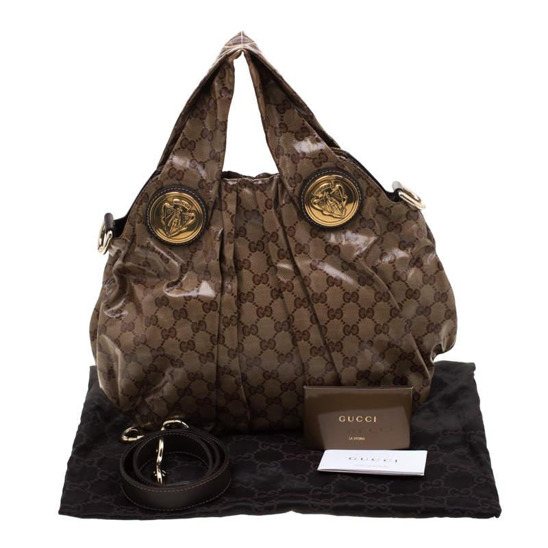 Gucci Brown GG crystal Canvas Small Hysteria Hobo For Sale 8