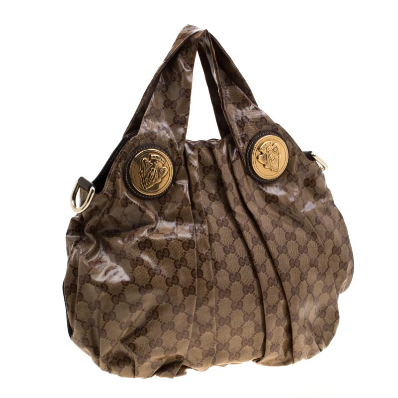 Women's Gucci Brown GG crystal Canvas Small Hysteria Hobo