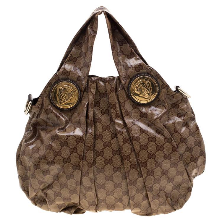 Gucci Brown GG crystal Canvas Small Hysteria Hobo For Sale