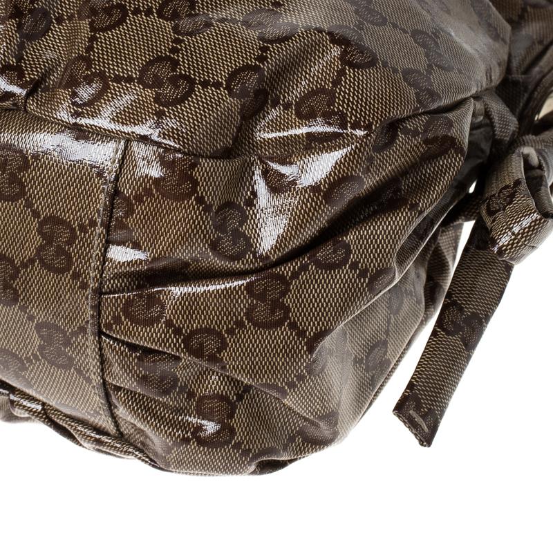 Gucci Brown GG Crystal Canvas Web Stripe Hobo 3