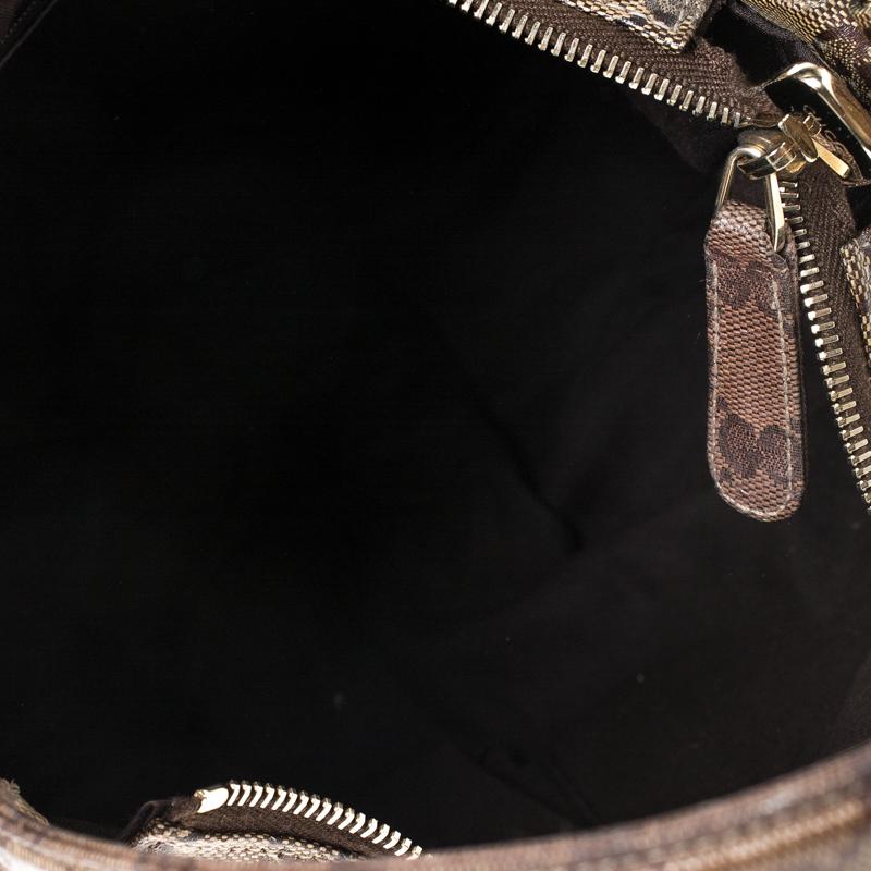 Gucci Brown GG Crystal Canvas Web Stripe Hobo 4