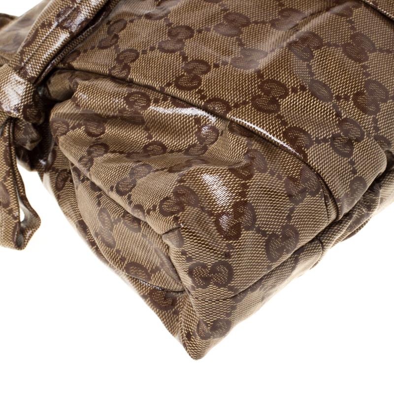 Gucci Brown GG Crystal Coated Canvas Large Hysteria Clutch 5