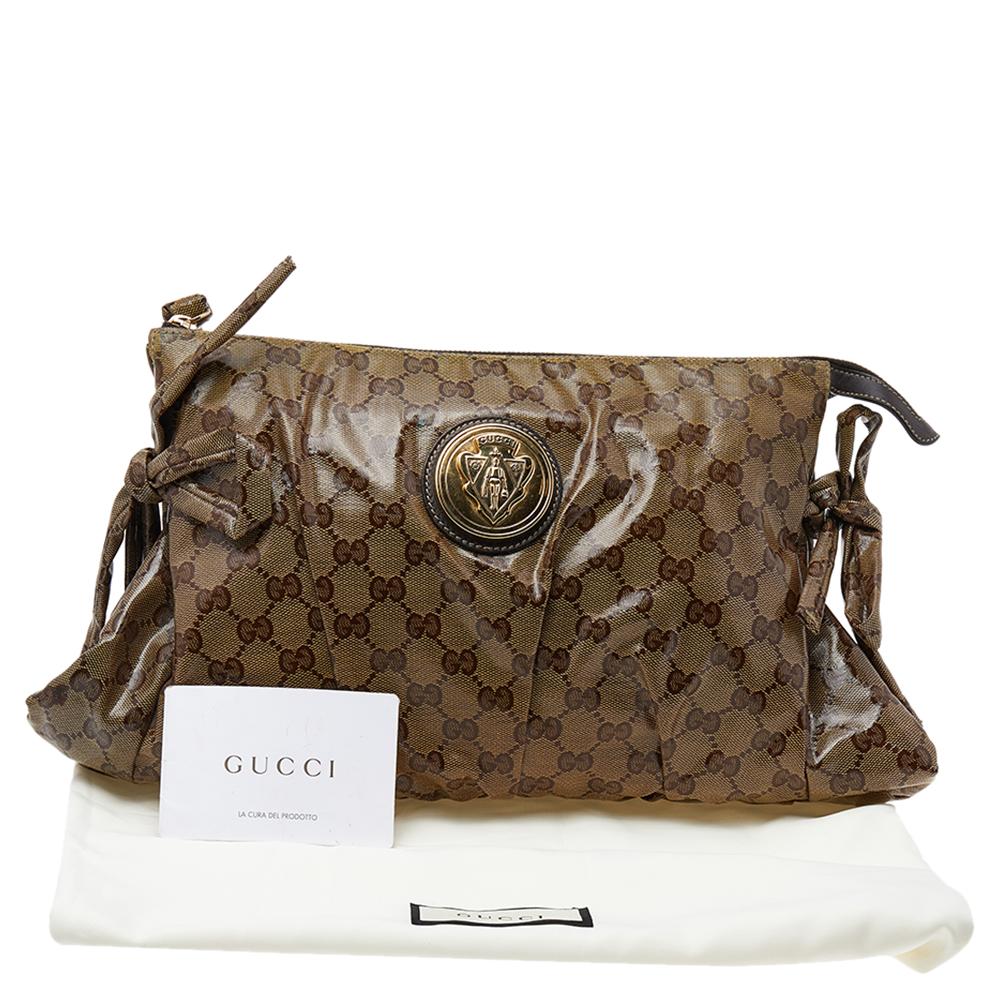 Gucci Brown GG Crystal Coated Canvas Large Hysteria Clutch 6