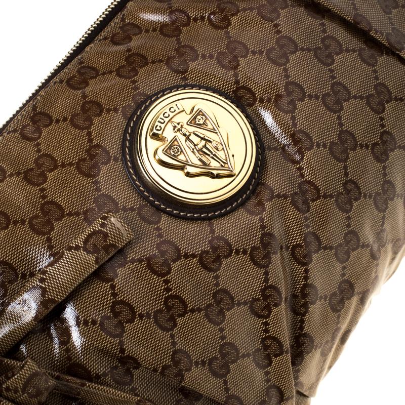 Gucci Brown GG Crystal Coated Canvas Large Hysteria Clutch 3