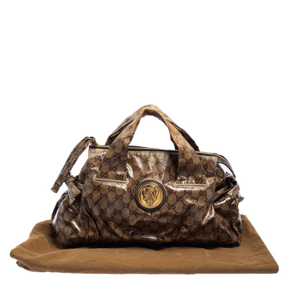 Gucci Brown GG Crystal Coated Canvas Small Hysteria Tote 9